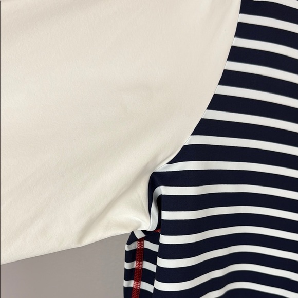 Lands’ End UPF 50 Rash Guard Blue and White Striped Shirt with Red Trim Size 0X - Picture 4 of 8